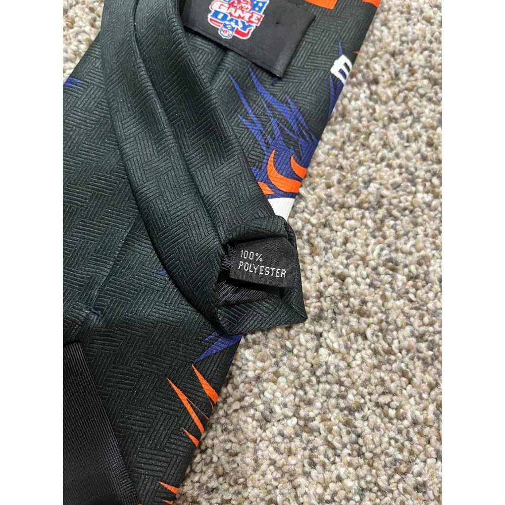 Vintage 1998 Denver Broncos NFL Game Day Tie Ralph Marlin Burst Orange‎ Blue